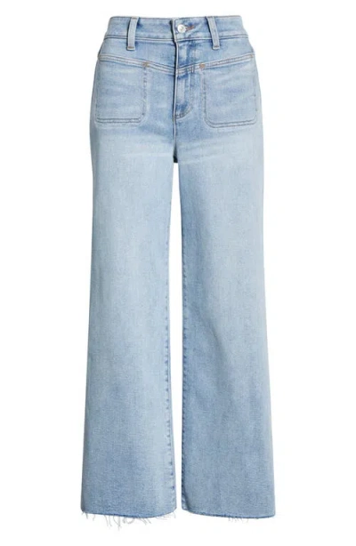 Paige Anessa Raw Hem High Waist Wide Leg Jeans In Blue