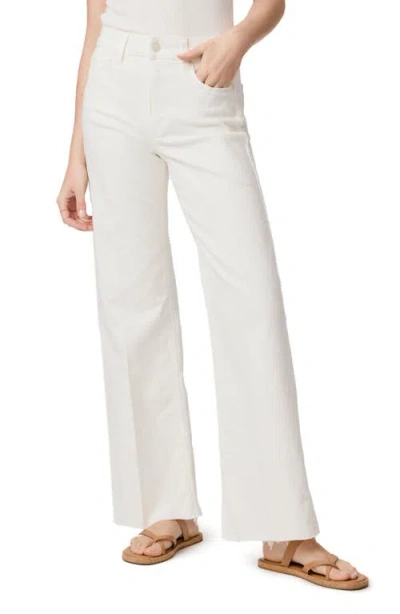 Paige Anessa Raw Hem High Waist Wide Leg Jeans In White