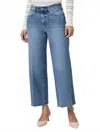 Paige Anessa High Waist Raw Hem Ankle Wide Leg Jeans In Blue