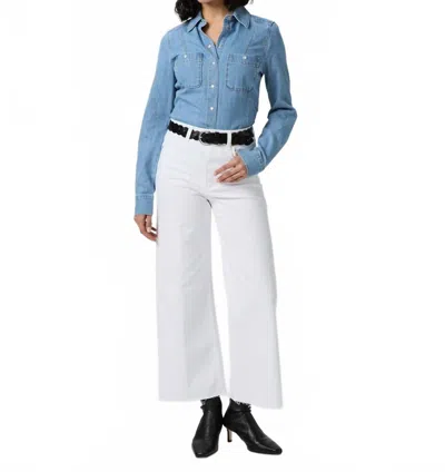 Paige Anessa Raw Hem Jean In Crisp White In Blue