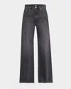 Paige Anessa High Rise Wide Leg Ankle Jeans In Black Lotus In Viper Black Distressed