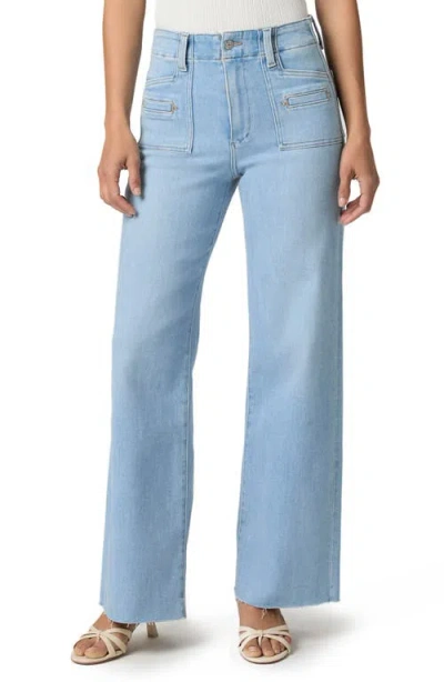 Paige Anessa Raw Hem Welt Pocket High Waist Wide Leg Jeans