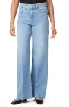 Paige Leenah Raw Hem High Waist Ankle Wide Leg Jeans In Helena