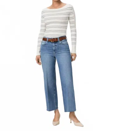 Paige Anessa Raw Hem Wide Leg Jeans In Poet In Multi