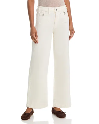 Paige Anessa Rounded Pocket High Rise Wide Leg Jeans In Tonal Ecru In White