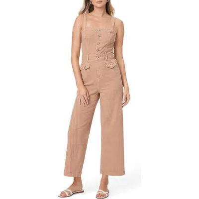 Paige Anessa Sleeveless Crop Wide Leg Denim Jumpsuit In Pink