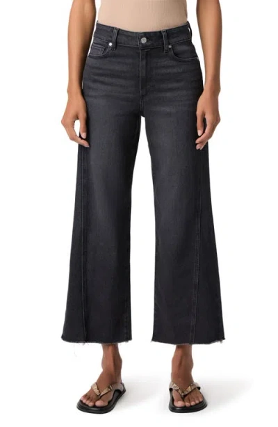 Paige Anessa Twisted Seam High Waist Crop Wide Leg Jeans In Black
