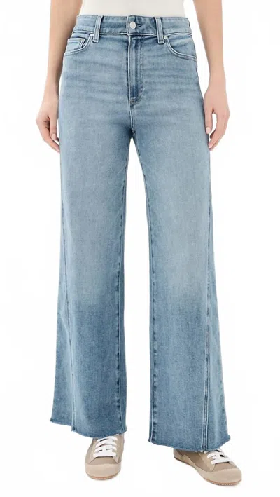 Paige Anessa Twisted Seam Raw Hem High Waist Wide Leg Jeans In Explorer In Blue