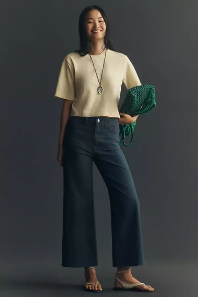 Paige Anessa Utility Pocket High-rise Crop Wide-leg Jeans In Blue