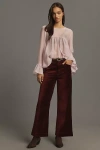 Paige Anessa Velvet Clean-front High-rise Crop Wide-leg Jeans In Purple
