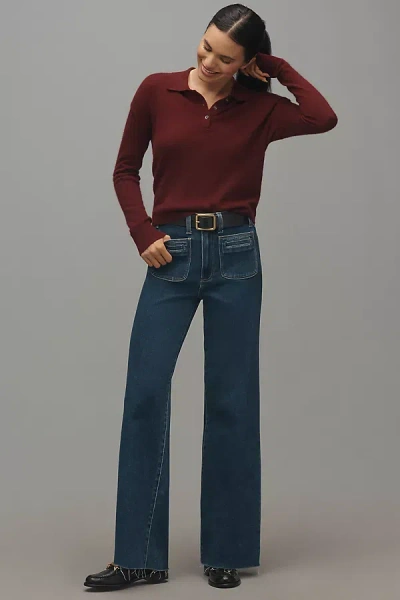 Paige Anessa Welt-pocket High-rise Wide-leg Jeans In Blue