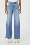 Paige Anessa Raw Hem Welt Pocket High Waist Wide Leg Jeans In Blue