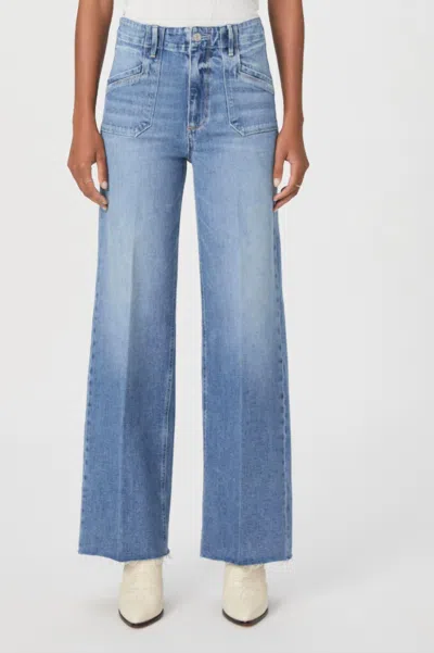 PAIGE ANESSA WELT UTILITY POCKETS + RAW HEM JEANS IN VIVA
