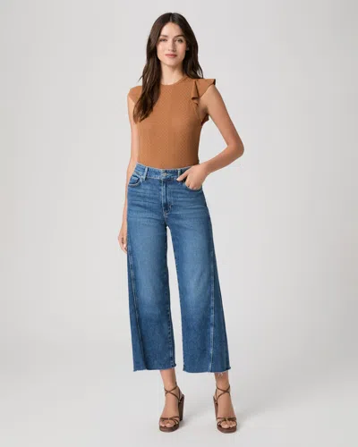 Paige Anessa Twisted Outseam High Rise Wide Ankle Jeans In Hollyhock In Blue