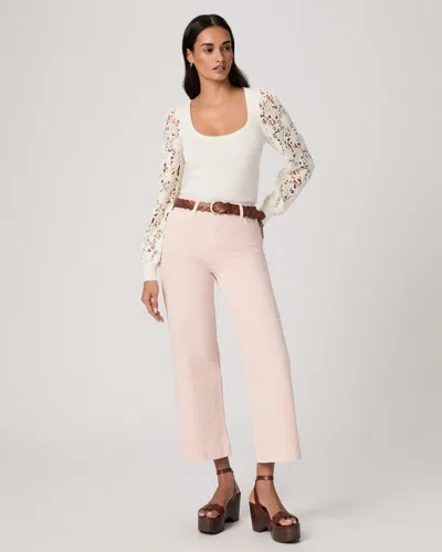 Paige Anessa High-waisted Straight Cropped Cotton Denim Jeans In Pink