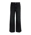 Paige Anessa Raw Hem High Waist Ankle Wide Leg Jeans In Black
