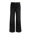 Paige Anessa Raw Hem High Waist Ankle Wide Leg Jeans In Black