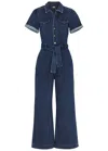 Paige Anessa Wide-leg Stretch-denim Jumpsuit In Blue