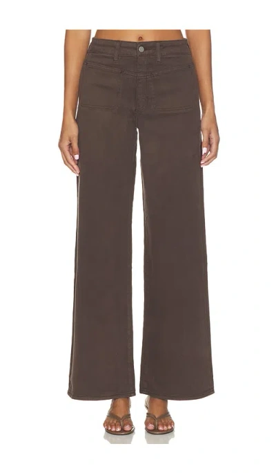 Paige Anessa With Front Yoke & Stitch Through Pockets Wide Leg Jeans In Rich Chocolate