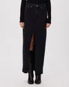 Paige Angela Denim Maxi Skirt In Iridium In Black