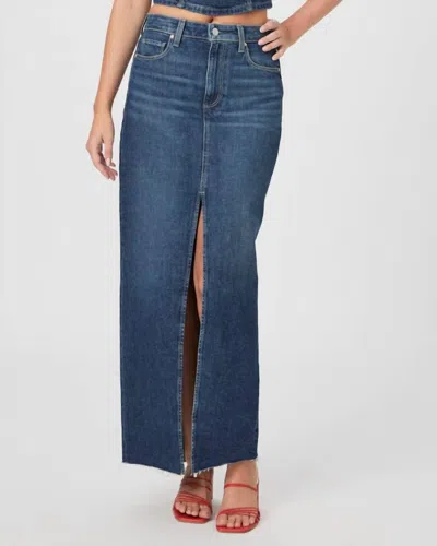 Paige Angela Maxi Jean Skirt In Sketchbook In Blue