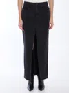 Paige Angela Denim Maxi Skirt In Black