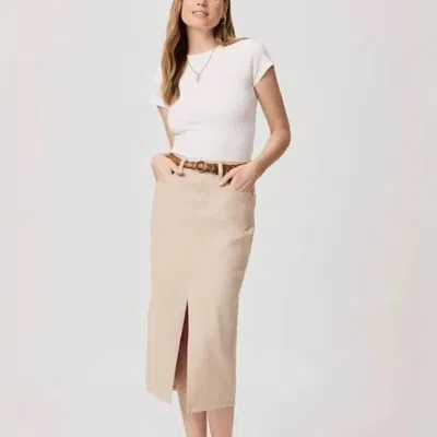 Paige Angela Midi Skirt In Soft Beige In Nude