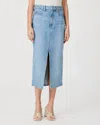 Paige Meadow Raw Hem Denim Midi Skirt