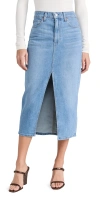 Paige Meadow Raw Hem Denim Midi Skirt In Ysabel