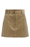 Paige Anised Belted Corduroy Miniskirt In Brown