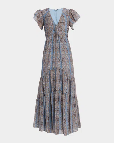 PAIGE ANISEED PRINTED V-NECK MAXI DRESS