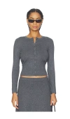 Paige Womens Anzu Round-neck Knitted Cardigan Dark Grey Multi Sparkle In Gray
