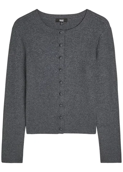 Paige Anzu Metallic Knit Cardigan In Gray