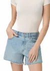 Paige Archie High Rise Denim Short In Tayce Distressed In Blue
