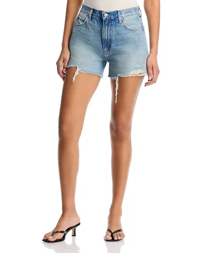 Paige Archie Raw Hem Denim Shorts In Red