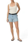 Paige Archie Raw Hem High Waist Denim Shorts In Tayce Distressed