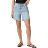 Paige Archie Raw Hem High Waist Mid Thigh Denim Shorts