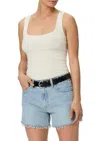 Paige Archie Raw Hem High Waist Denim Shorts In Blue
