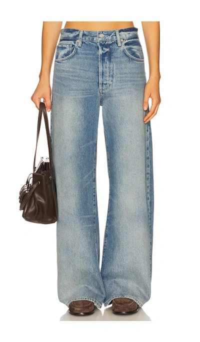 Paige Arellia Barrel Leg Jeans With Covered Buttonfly In Blue