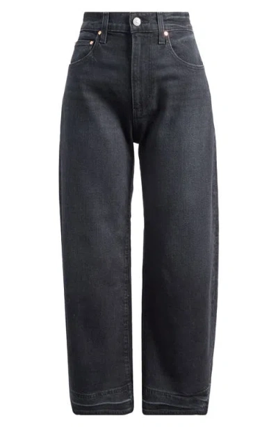 Paige Arellia High Waist Release Hem Ankle Barrel Leg Jeans In Gray