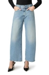 Paige Arellia Rhinestone Detail High Waist Wide Leg Ankle Jeans In Blue