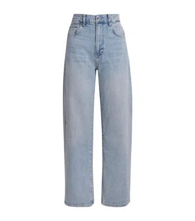 Paige Arellia Skimmer Barrel-leg Jeans In Blue