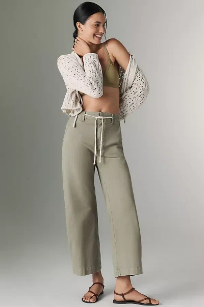 Paige Arellia Tie-waist High-rise Tapered Jeans In Green