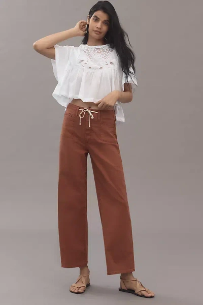 Paige Ari High-rise Wide-leg Tie-waist Jeans In Brown
