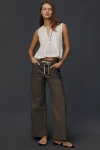 Shop Paige Ari Tie-waist High-rise Wide-leg Jeans In Green