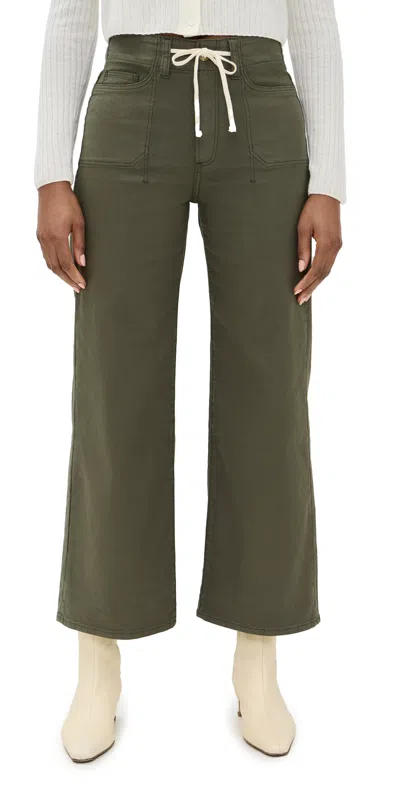 Paige Ari Waistband Tie And Stitch Thru Utility Pockets Pants Vintage Forester Green