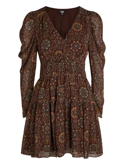 Paige Aries V-neck Mini Dress In Brown