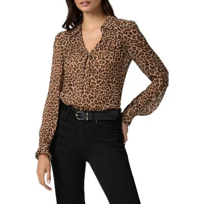 Paige Artois Print Silk Top In Brown
