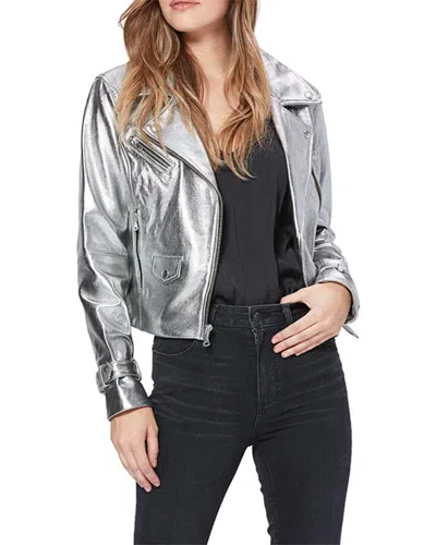 Paige Ashby Leather Jacket In Silver
