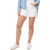 Paige Dani High Rise Denim Shorts In Aniyah Distressed In Lived In Crisp White